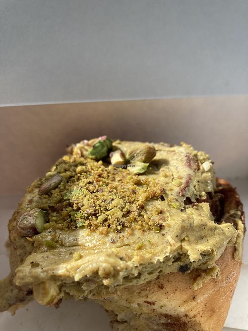 Cinnamon roll with pistachio cream - delicious!  at Baja Wegańska Cukiernia in Warsaw