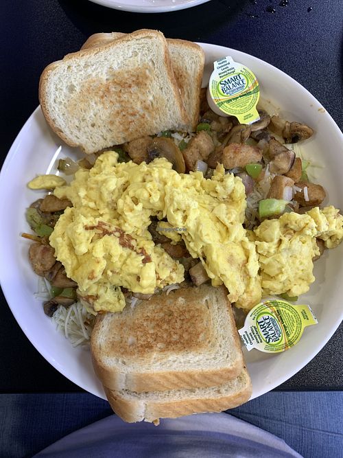 Vegan “chicken” breakfast  bowl   at Black & Blue Diner in Las Vegas