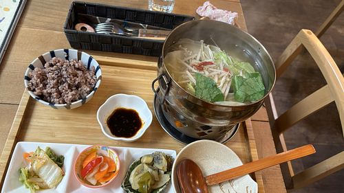 Chinese dumpling hot pot  at Cafe Ren - Nakagyo in Kyoto
