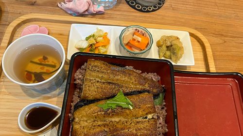 Vegan eel meal set. Delicious   at Cafe Ren - Nakagyo in Kyoto