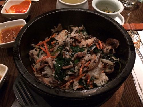 vegetarian stone bowl at Franchia Vegan Cafe in New York City