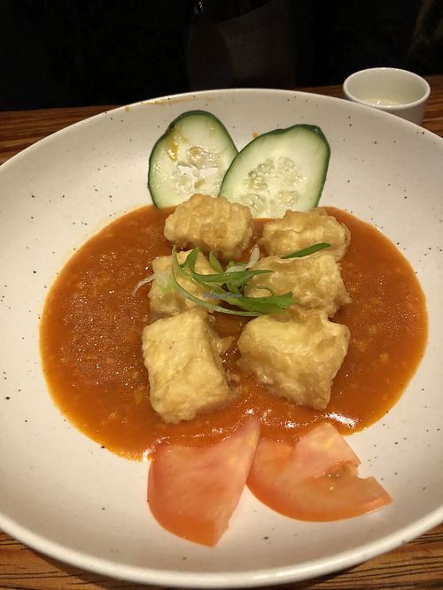 Crispy Korean Chili Tofu  at Franchia Vegan Cafe in New York City