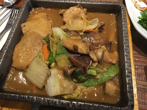 sizzling ";chicken"; at Franchia Vegan Cafe in New York City