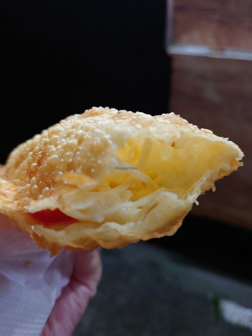 Pastel with palmito filling at Namasveg Plant Food in Ubatuba