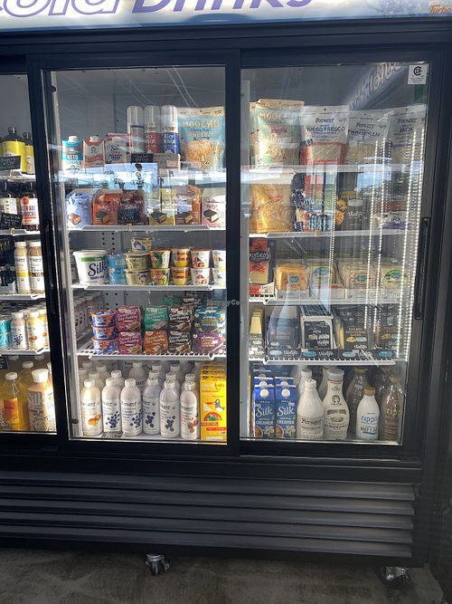 Refrigerated items at Urthly Vegan Market in Garden Grove