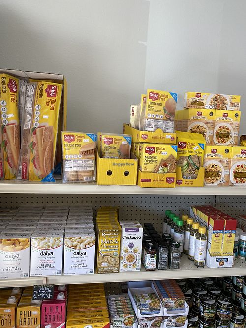 Gluten Free section at Urthly Vegan Market in Garden Grove