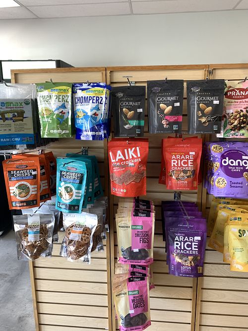 Seaweed snacks and nuts  at Urthly Vegan Market in Garden Grove