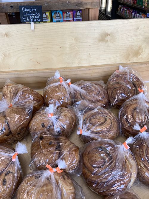 Chocolate croissants and cinnamon rolls  at Urthly Vegan Market in Garden Grove