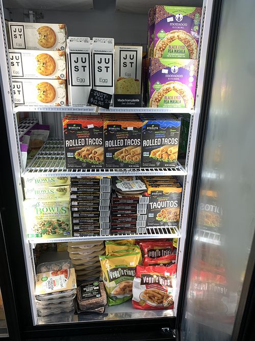 Frozen food section 2 at Urthly Vegan Market in Garden Grove