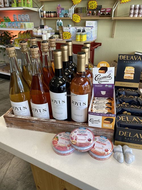 Vegan Non-Alcoholic (Zero Proof) Wine Near Checkout  at Urthly Vegan Market in Garden Grove