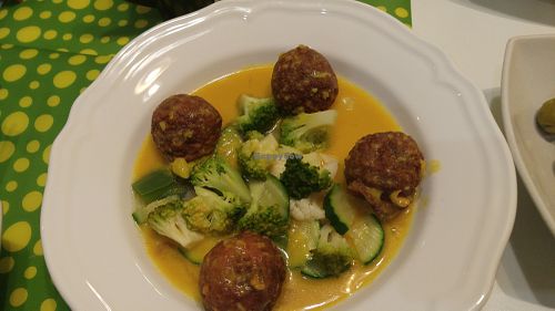 Spanish traditional 'meat'ball at Loving Hut in Madrid