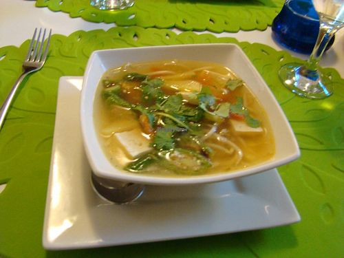 Soup at Loving Hut in Madrid