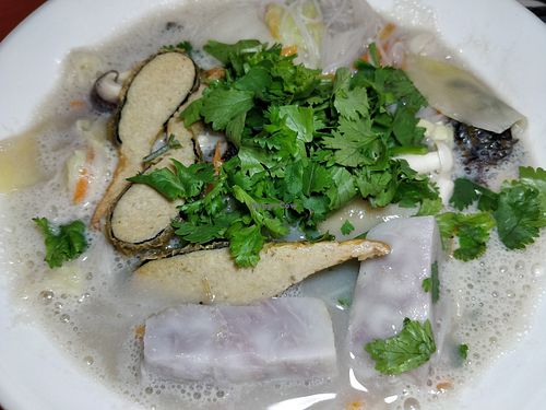 Bee Hoon soup with yam & fish fillet
米粉芋头鱼片汤 at Lotus Vegan Kitchen 素悟 in Central Singapore