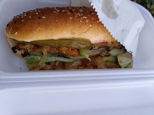 Falafel waffle hotdog at Ponchy - Sonntagstraße in Berlin