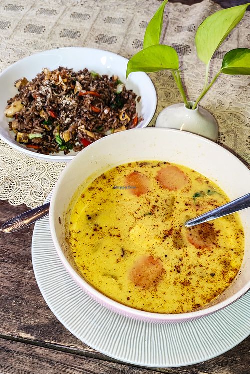 Pumpkin Curry with Fried Rice at Vegan Society in Chiang Mai