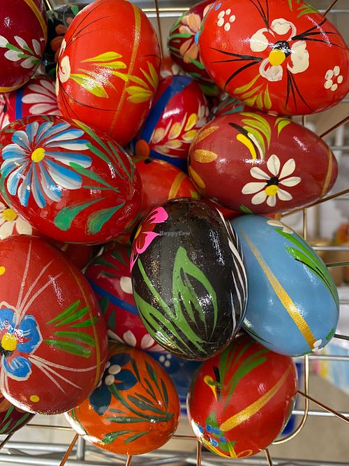 Wooden Easter eggs at Staropolska Kuchnia in New Port Richey