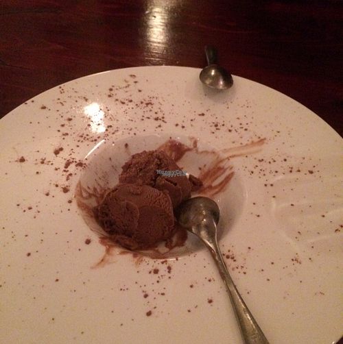 1"; diameter scoops of ice cream in a giant bowl. for scale, those are demitasse spoons! at HanGawi in New York City