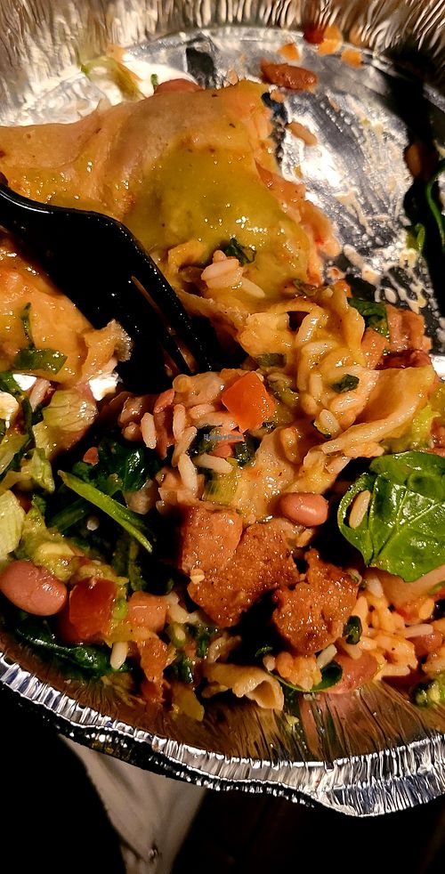 My burrito became a bowl lol at MartAnnes in Flagstaff