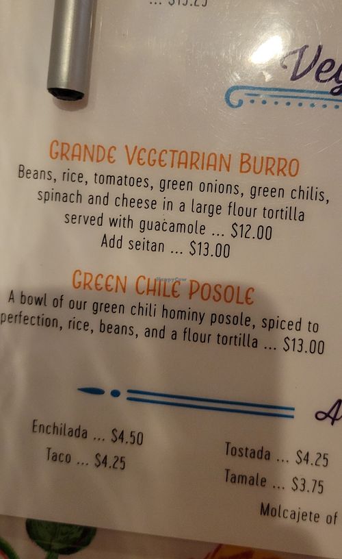 Menu. Just omit the cheese and add thr seitan at MartAnnes in Flagstaff