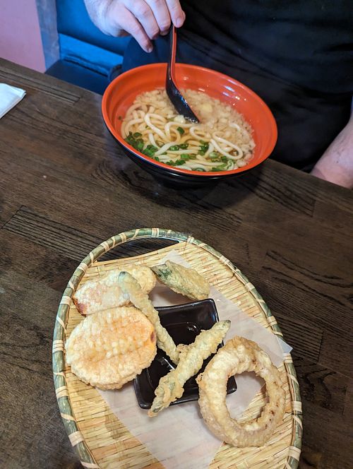 Vegan tempura udon.  at Kamakura Japanese Cuisine in Seattle