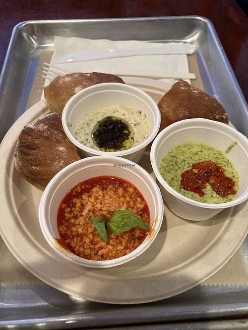 Bread with 3 sauces   at Brothers Meatballs in Hollywood