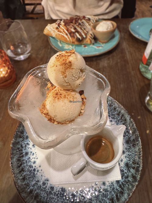 Vegan affogato with toasted hazelnuts   at Impasto in Worcester
