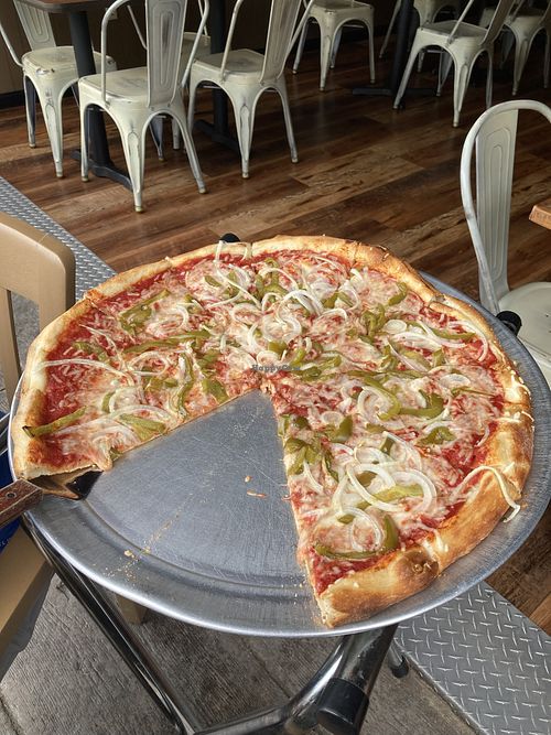 Vegan pizza with peppers & onions  at Mimo's Pizza Company in Windber