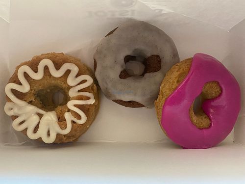 Vanilla Cake, Red Velvet and Prickly Pear at Bristol Doughnut Company in Albuquerque