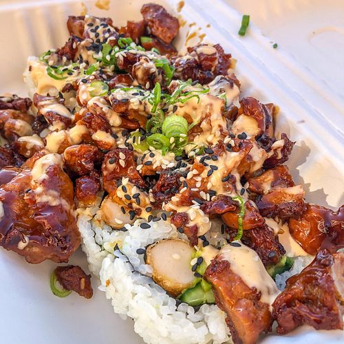 Surf n Turf Roll at Naughty Vegan Panda in Pasadena