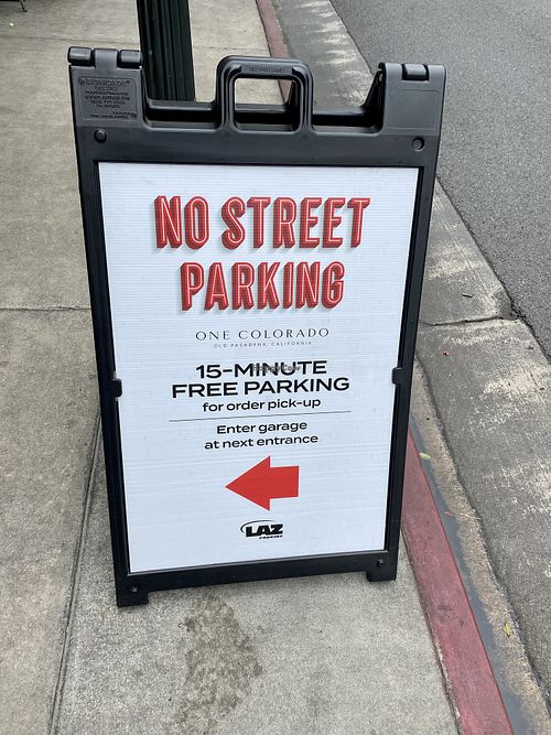 Free 15 pick-up parking in the lot right after them at Naughty Vegan Panda in Pasadena
