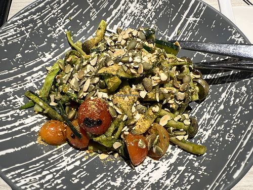 Pesto linguine but seems like everytime I try it’s different . Filled with lots of nuts  at iVegan 爱素 - Thomson Plaza in Central Singapore