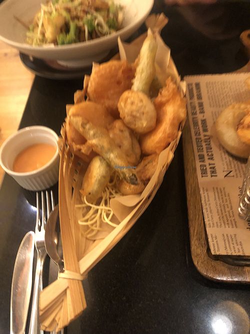 Tempura vegetables at Vegan World Peace by Loving Hut in Reykjavik