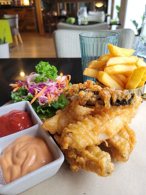Fish and Chips  (vegan style) at Vegan World Peace by Loving Hut in Reykjavik