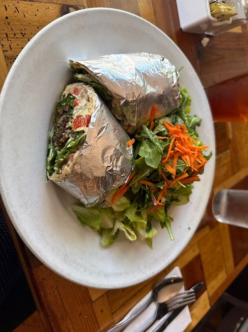 Falafel wrap with side salad (fries also an option, I chose salad)  at Grazie in Novato