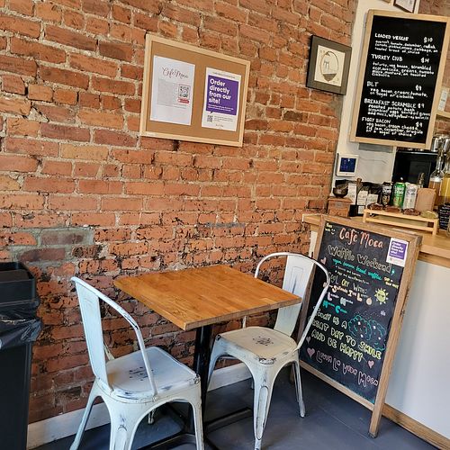 Cozy interior at Cafe Moca in Brooklyn