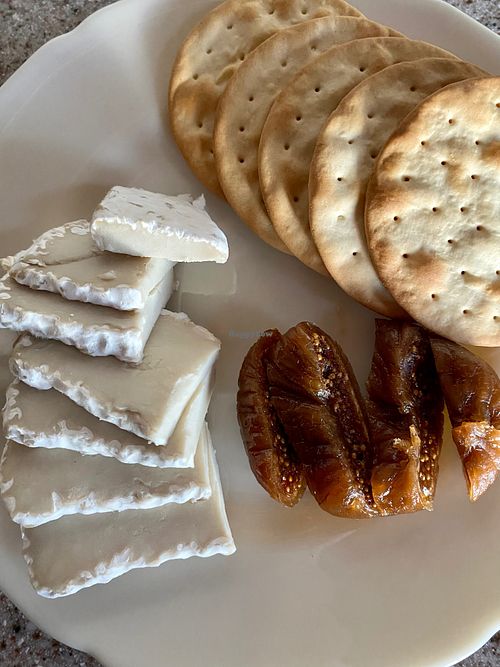 Vegan Brie - I prepared it with my own crackers and figs. The Brie is delicious! at Nourish Deli & Bakery in St Albans