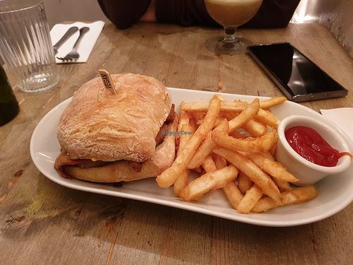 Philly cheesesteak with amazing fries at Red Bamboo in New York City