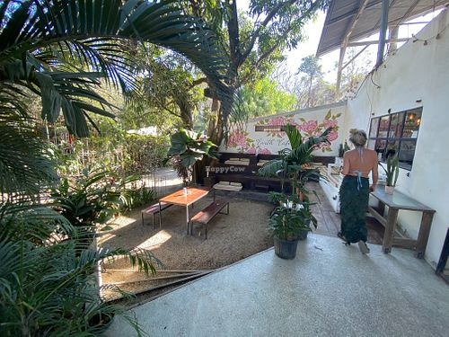 Outdoor seating area.  at Earth Cafe in Santa Teresa