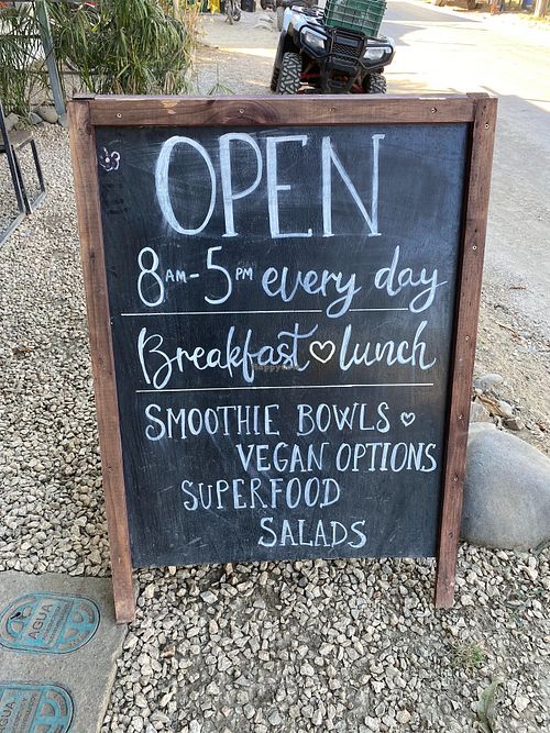 Road sign at Earth Cafe in Santa Teresa