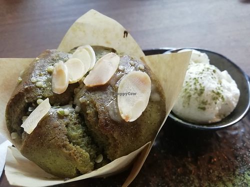 Matcha lava muffin at Kynd in Edinburgh