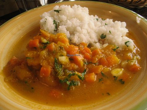 main course (part of it) at Govinda's in La Paz