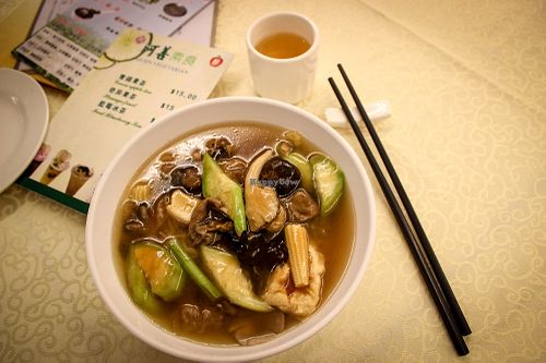 mushroom soup at Ah Sin Vegetarian in Kowloon