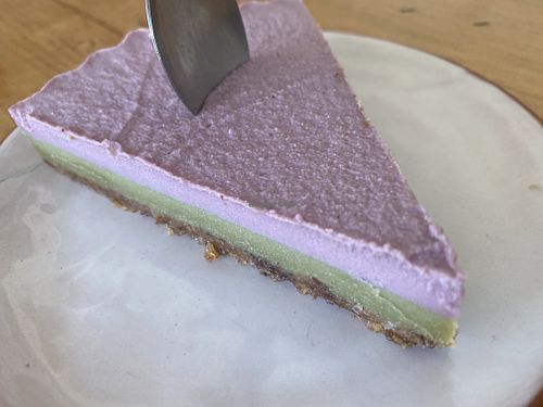 Malberry and match cheesecake  at Umami in Mazunte