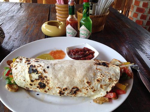 Chicken/Beef Grande Burrito
I asked to make it vegetarian, and leave off any cheese or sour cream at Rusty Pelican in Khao Lak
