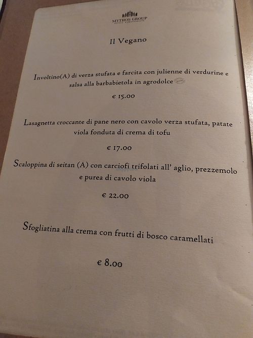 Vegan menù 🧾 at Ad Gallias in Bard