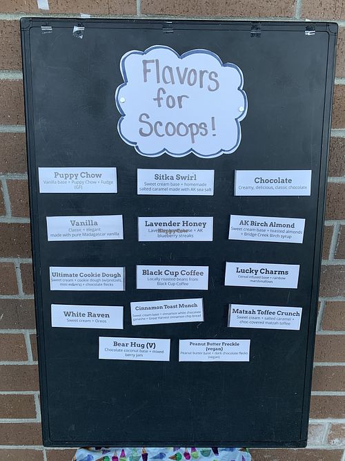 Flavors outside at Wild Scoops - Benson Blvd in Anchorage