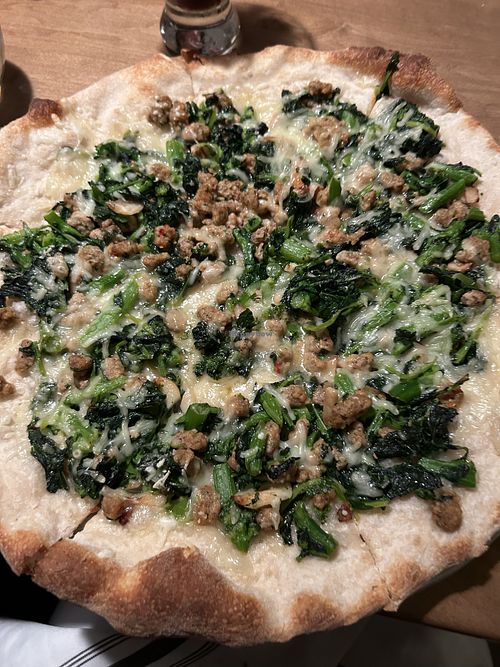 Vegan sausage pizza   at Bramalo Pizzeria & Restaurant in Bellmore