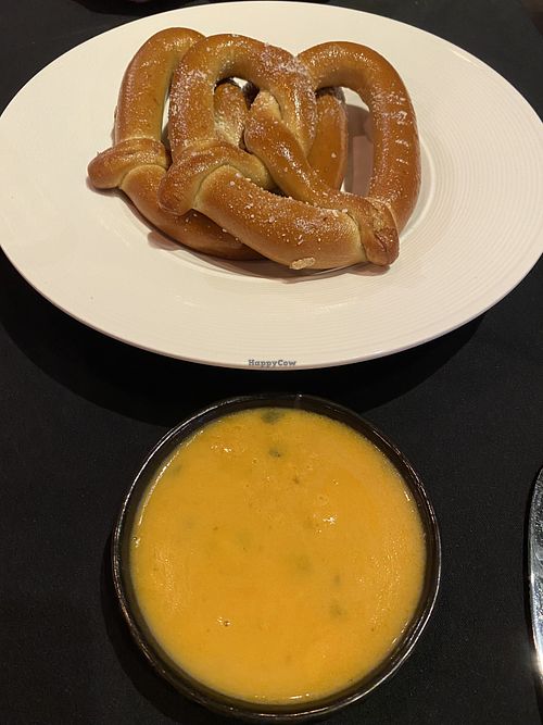Bavarian pretzel with vegan cheese sauce at Craft 850 in Panama City Beach