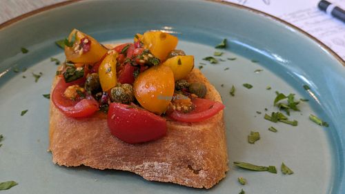 Calabrian bruschetta at Holy Cannoli in Blackburn
