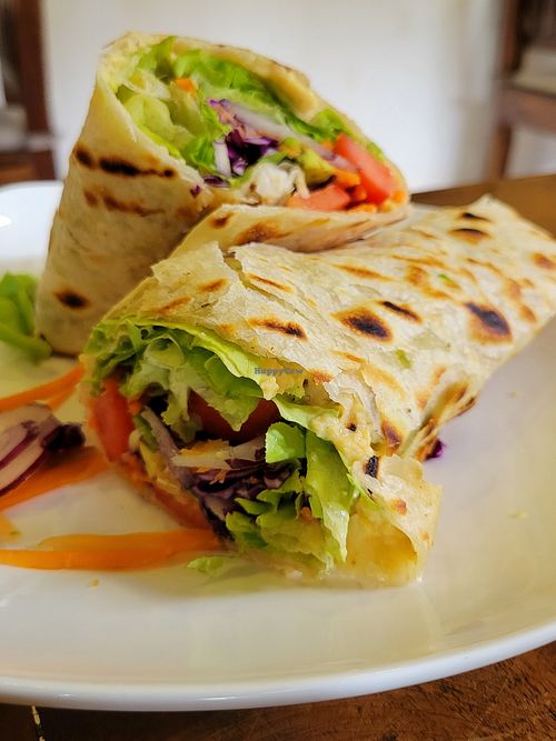 Hummus veggie wrap... Alright at Nang Sabai Cafe Artisan Bakery in Koh Samui